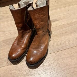 Freebird by Steven Tan Leather Shearling-Lined Ankle Boots